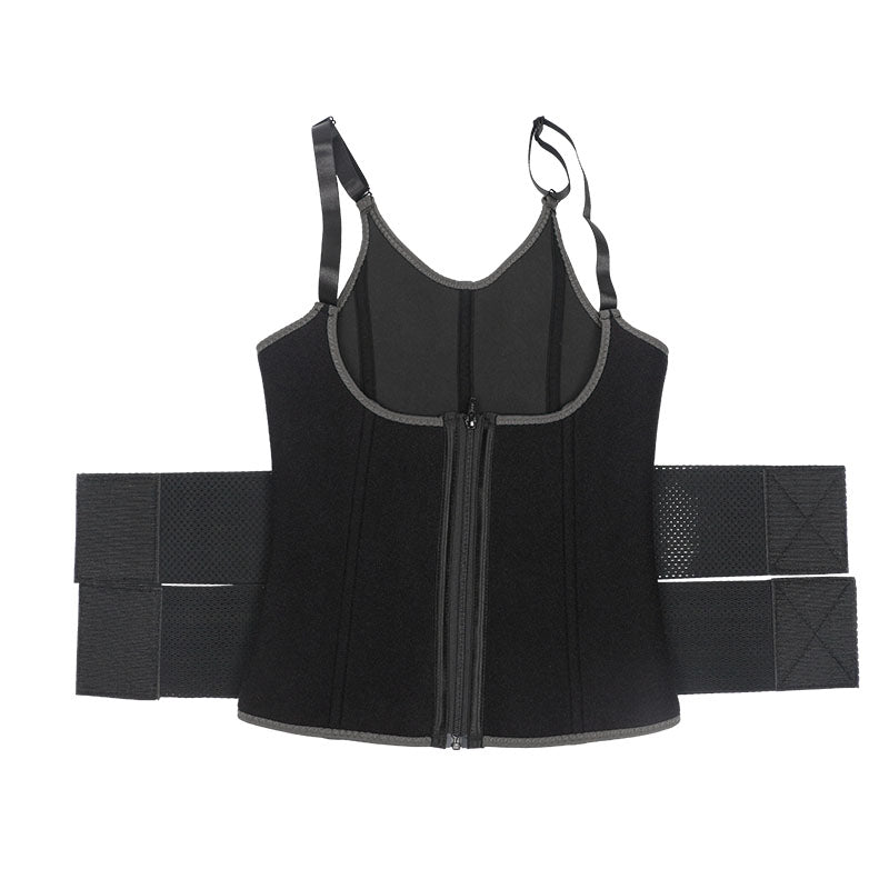 UJB Black Adjustable Double Belts Vest MHW100068B