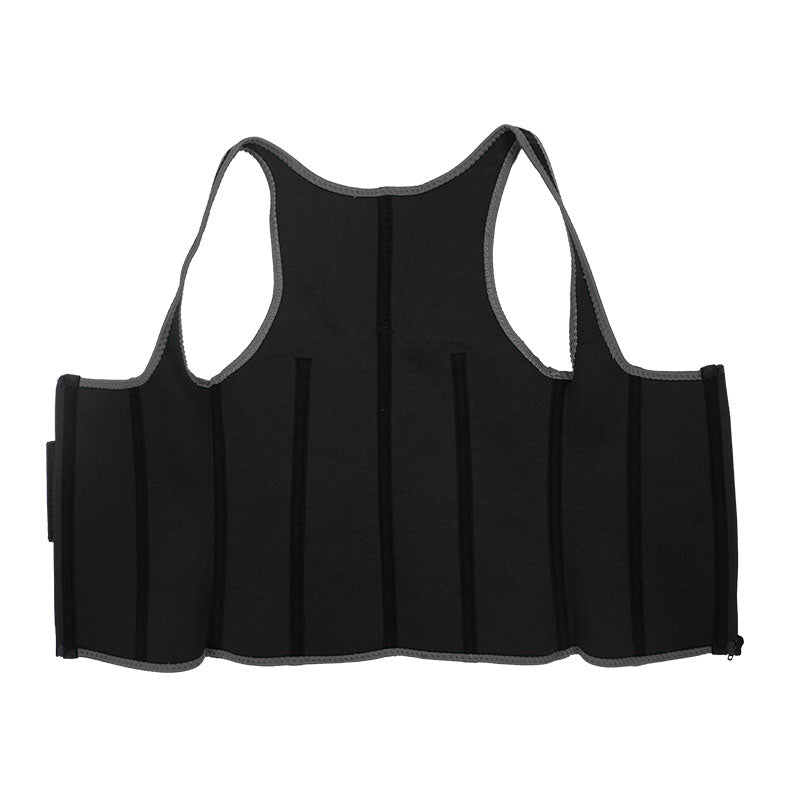 UJB Black Elastic Single Bands Vest With Zipper MHW100076B