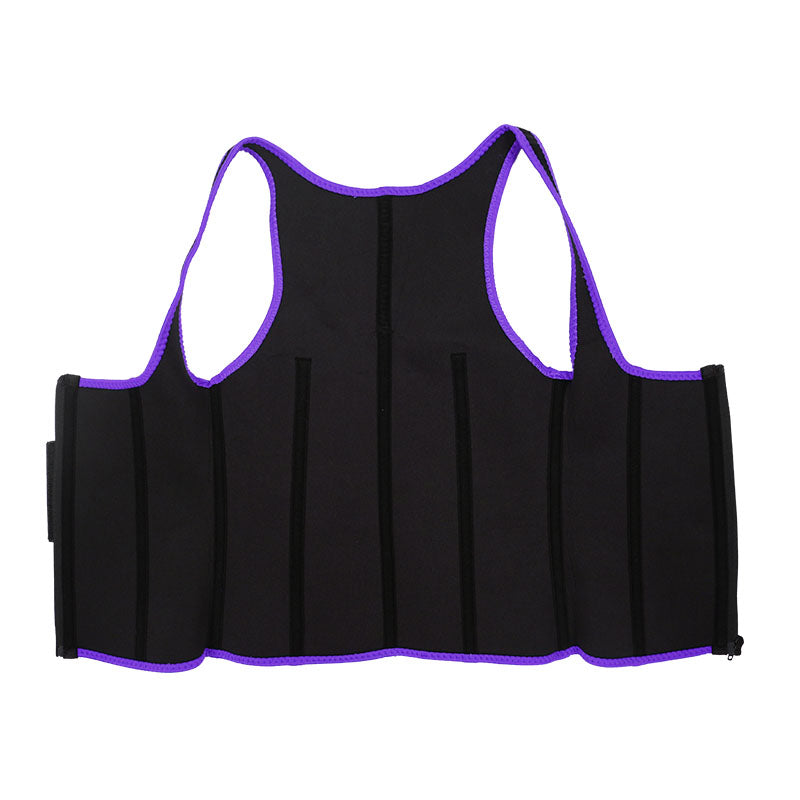UJB Purple Elastic Single Bands Vest With Zipper MHW100076PU
