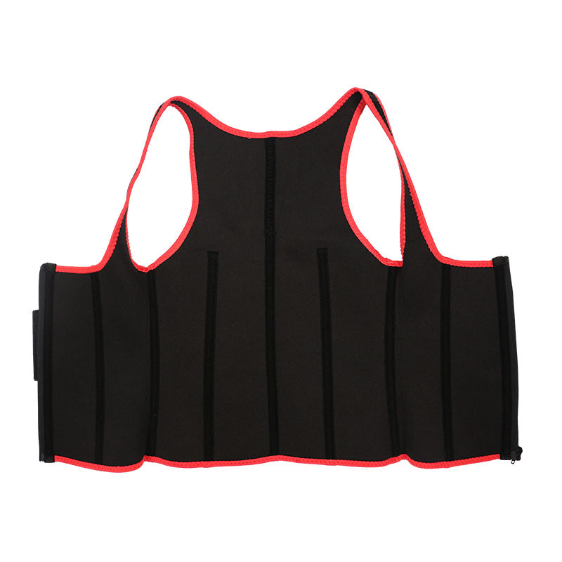 UJB Red Elastic Single Bands Vest With Zipper MHW100076R