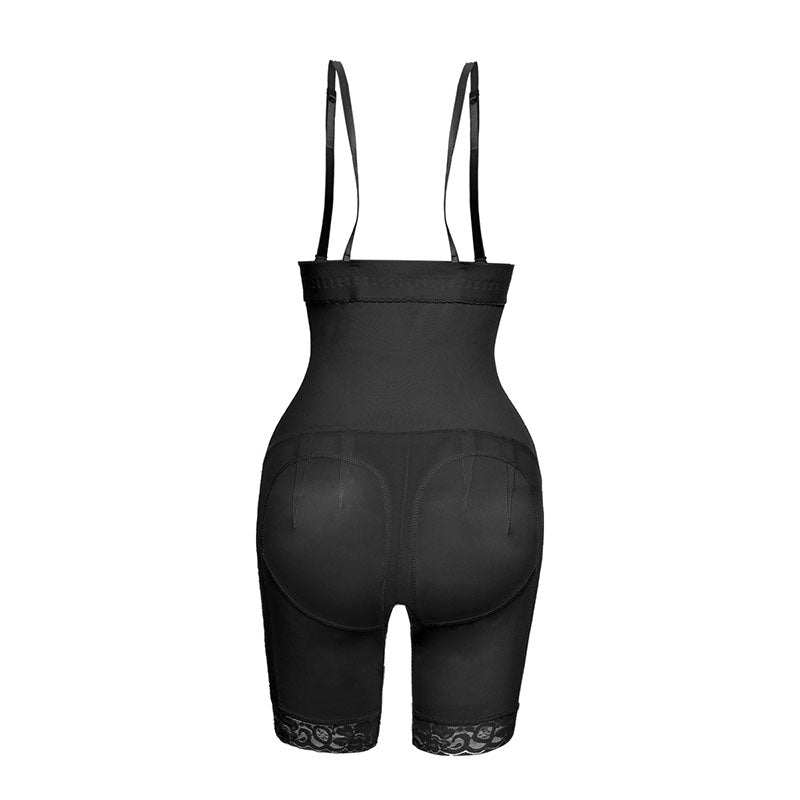 Black Adjustable Hooks One-piece Belly-lifting Shapewear MHW100233B