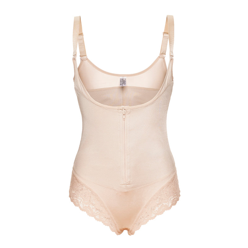 Latex Material Nude Triangle Lace Middle Zip Body