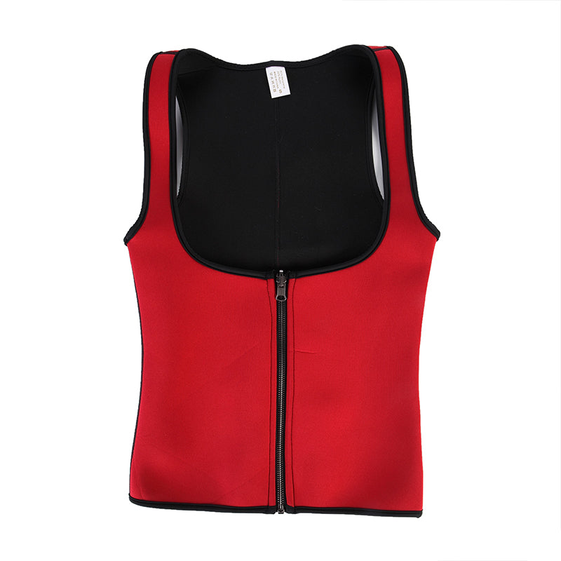 UJB Red Zipper Sweat Shaper Sauna Shirt Neoprene Workout Vest S-6XL MH1545