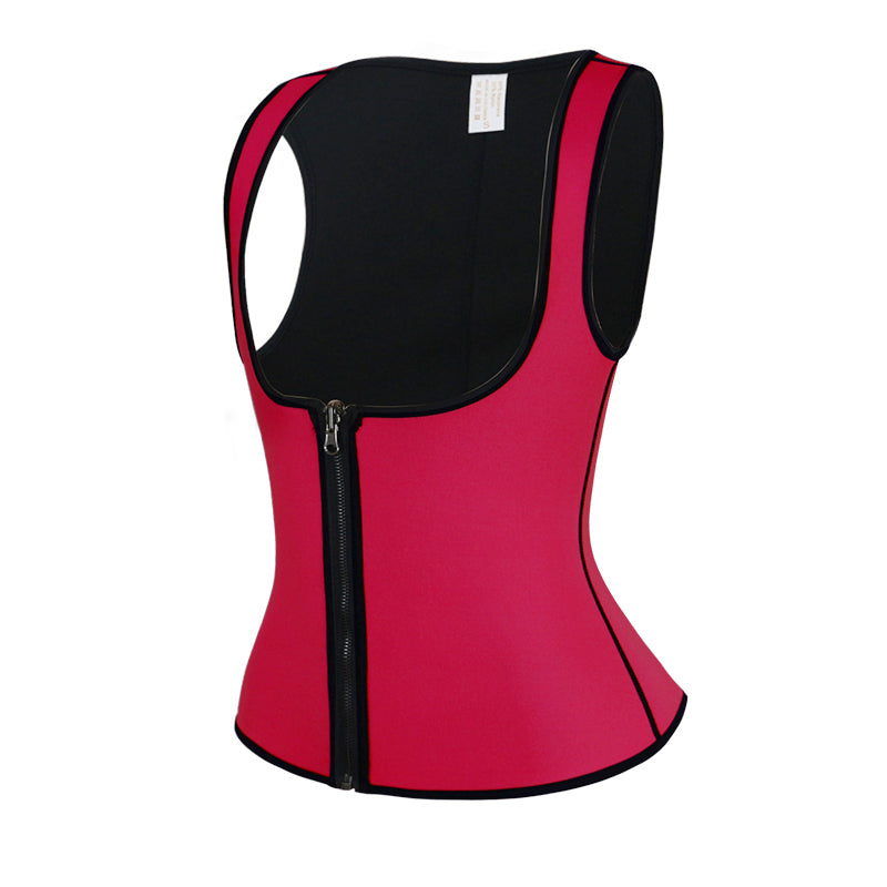 UJB Red Zipper Sweat Shaper Sauna Shirt Neoprene Workout Vest S-6XL MH1545
