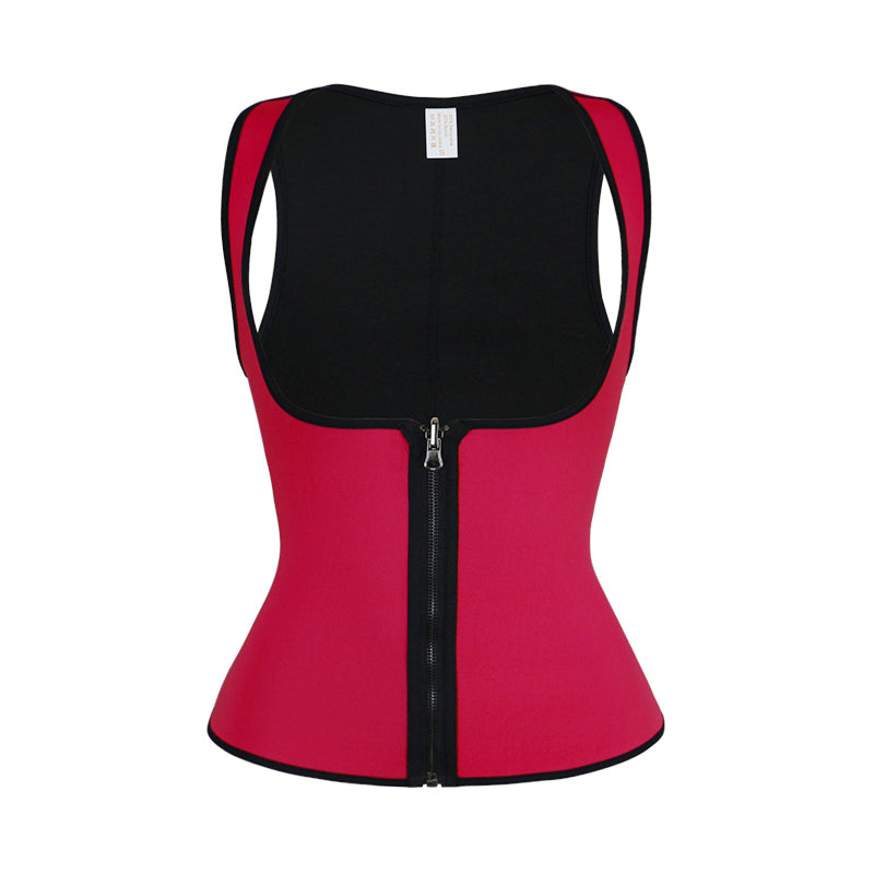 UJB Red Zipper Sweat Shaper Sauna Shirt Neoprene Workout Vest S-6XL MH1545