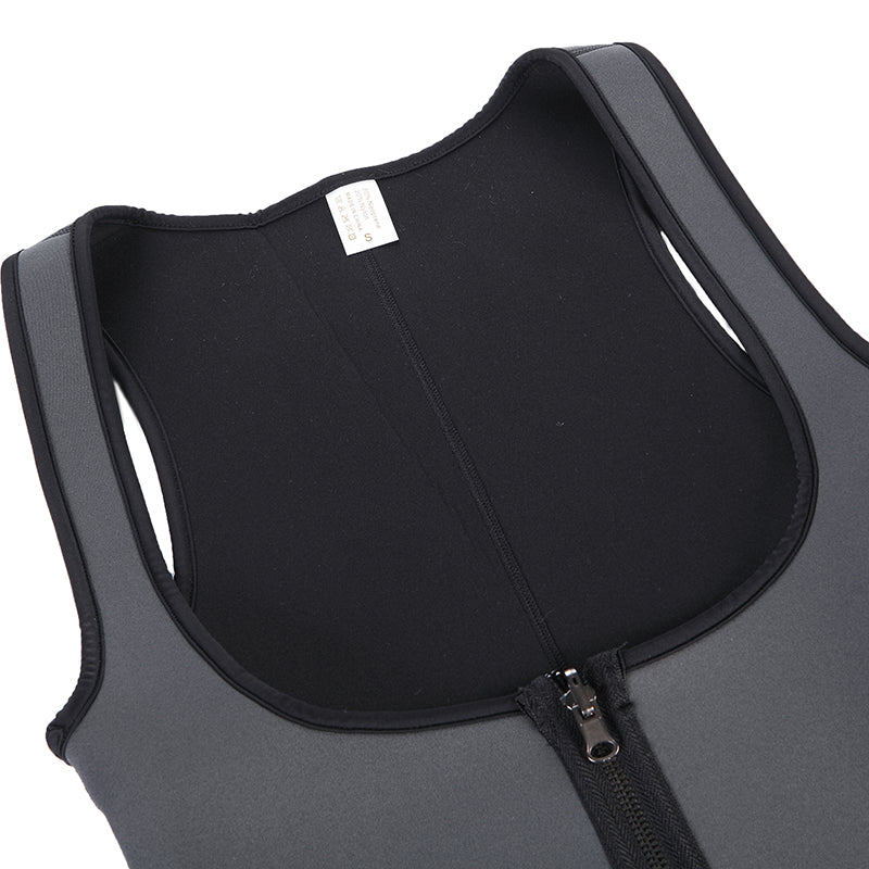 UJB Grey Zipper Sweat Shaper Sauna Shirt Neoprene Workout Vest S-6XL MH1546