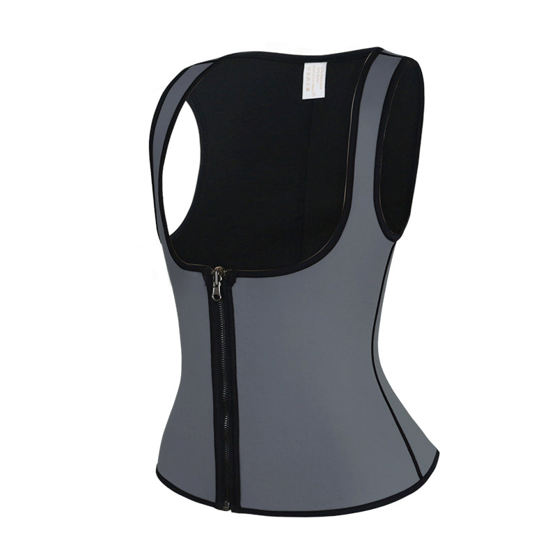 UJB Grey Zipper Sweat Shaper Sauna Shirt Neoprene Workout Vest S-6XL MH1546