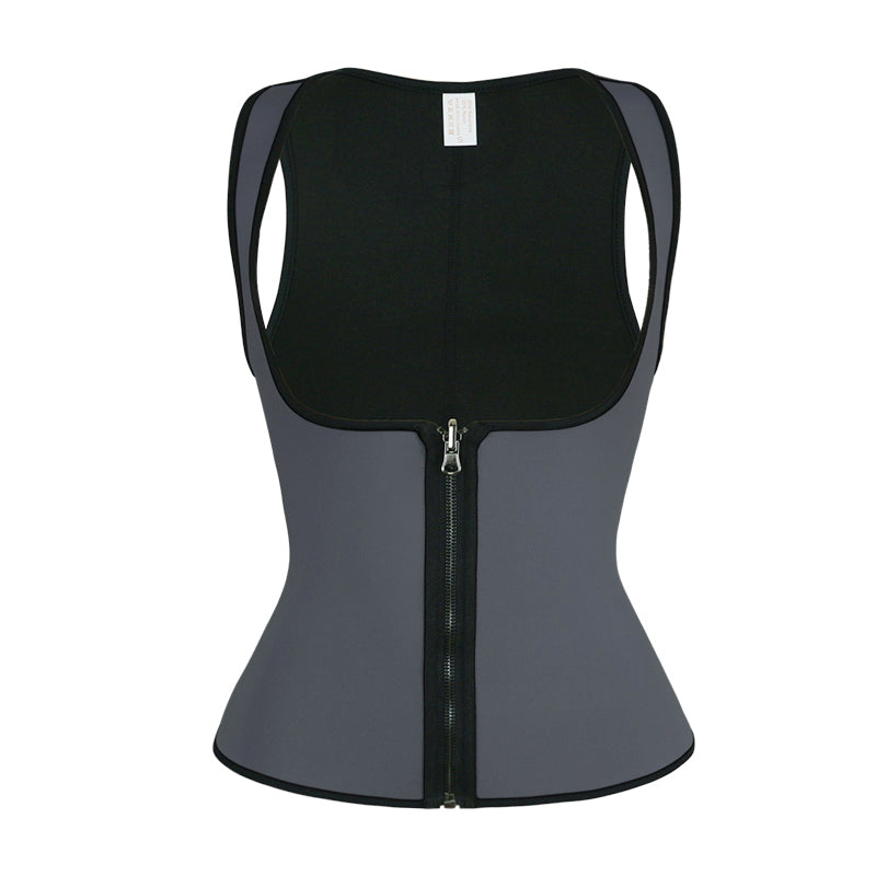 UJB Grey Zipper Sweat Shaper Sauna Shirt Neoprene Workout Vest S-6XL MH1546
