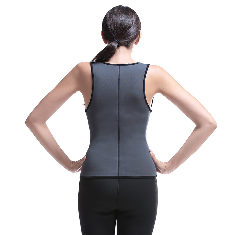 UJB Grey Zipper Sweat Shaper Sauna Shirt Neoprene Workout Vest S-6XL MH1546
