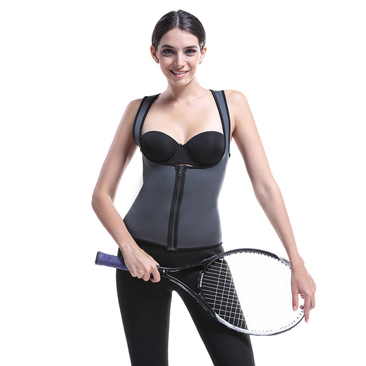UJB Grey Zipper Sweat Shaper Sauna Shirt Neoprene Workout Vest S-6XL MH1546