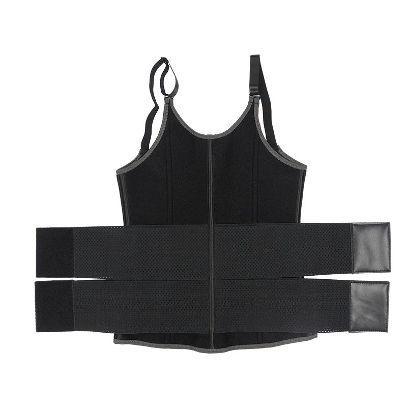 UJB Black Adjustable Double Belts Vest MHW100068B