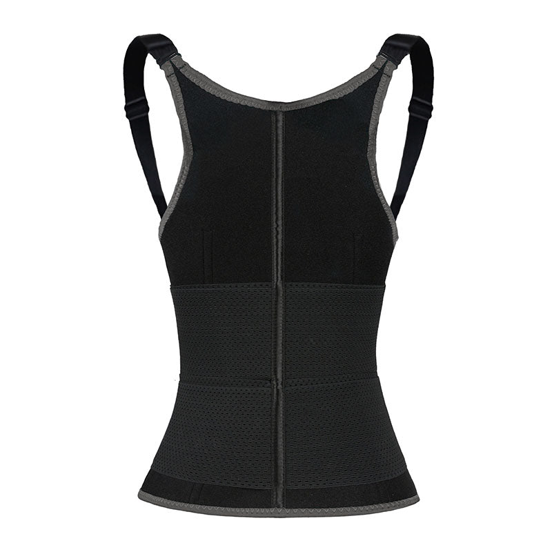 UJB Black Adjustable Double Belts Vest MHW100068B