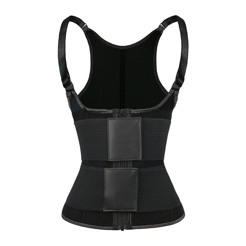 UJB Black Adjustable Double Belts Vest MHW100068B