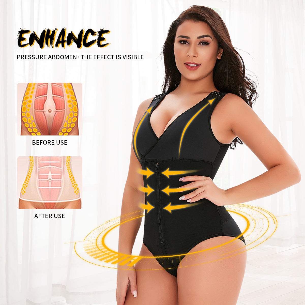 Black Adjustable Tummy Control Bodysuit MHW100025B