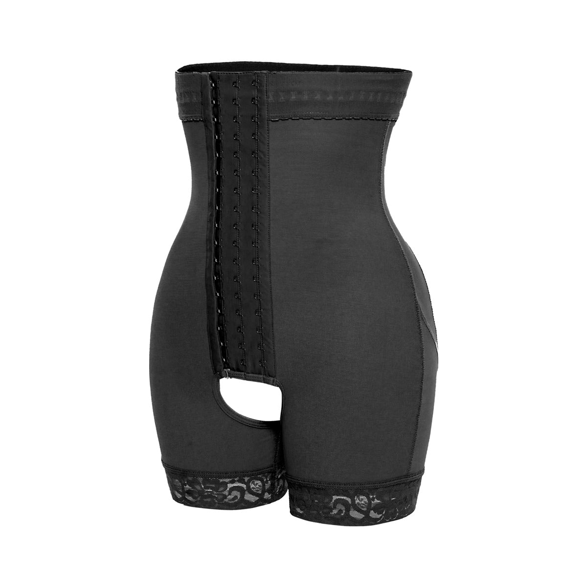 Black High-waist Three-row Abdomen Hip Pants MHW100125B