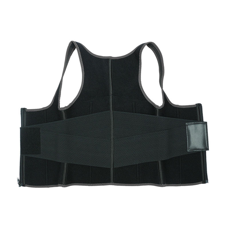 UJB Black Elastic Single Bands Vest With Zipper MHW100076B
