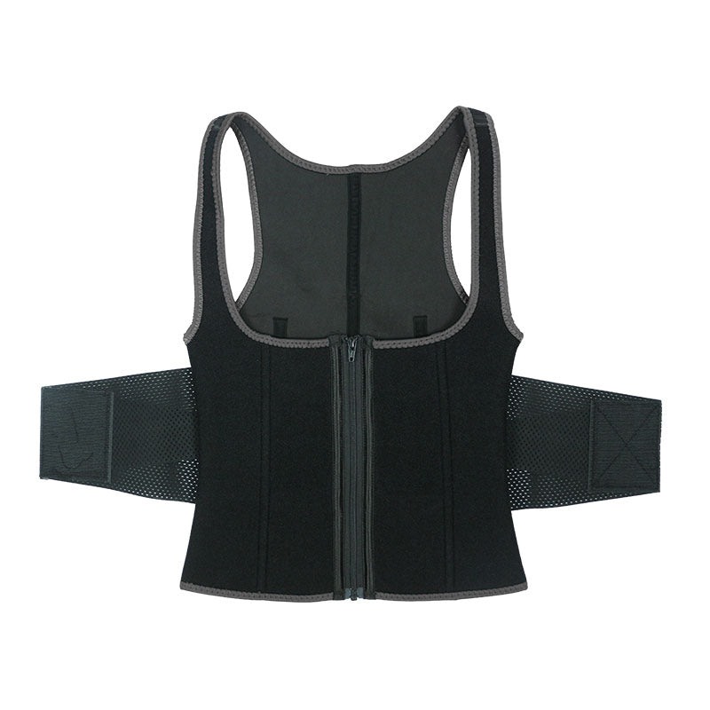 UJB Black Elastic Single Bands Vest With Zipper MHW100076B
