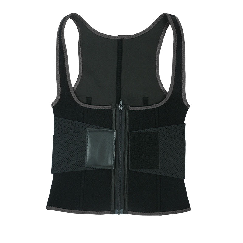 UJB Black Elastic Single Bands Vest With Zipper MHW100076B