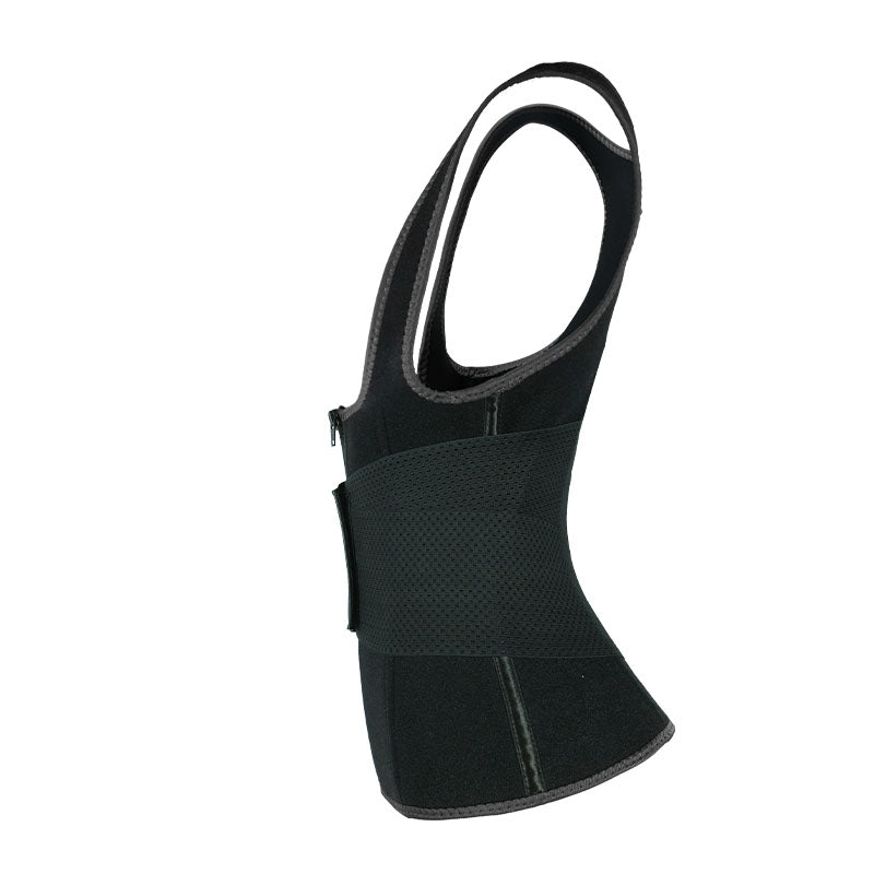 UJB Black Elastic Single Bands Vest With Zipper MHW100076B