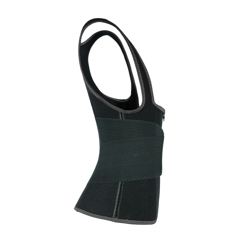 UJB Black Elastic Single Bands Vest With Zipper MHW100076B