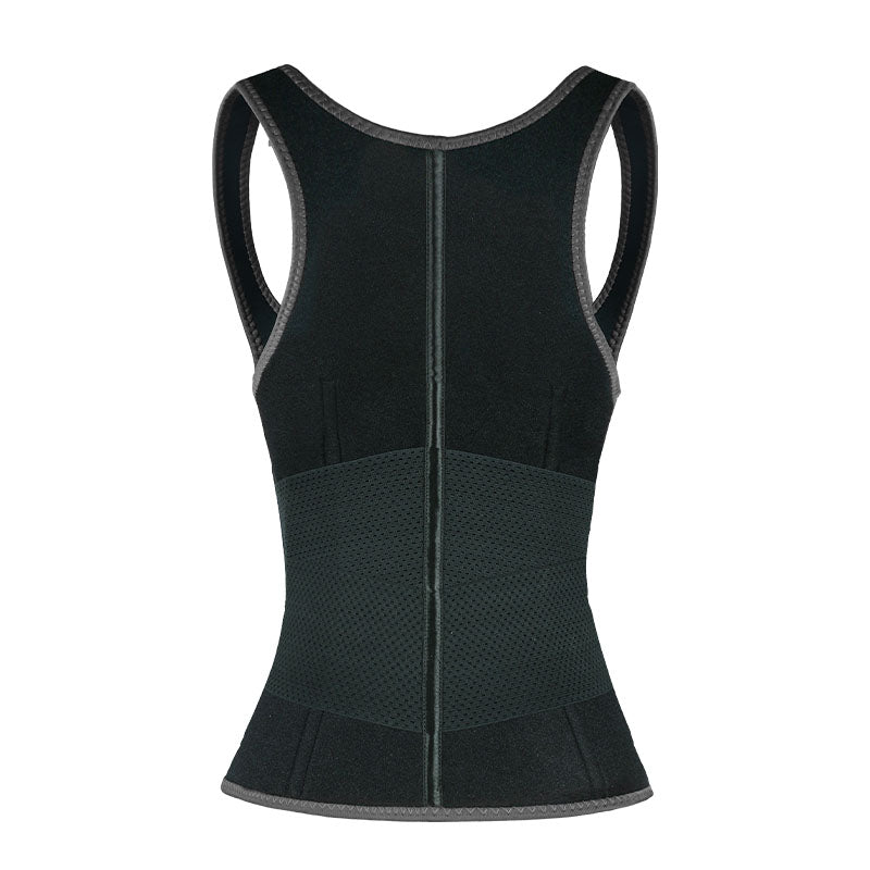 UJB Black Elastic Single Bands Vest With Zipper MHW100076B