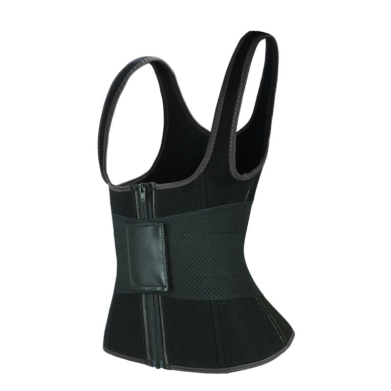 UJB Black Elastic Single Bands Vest With Zipper MHW100076B