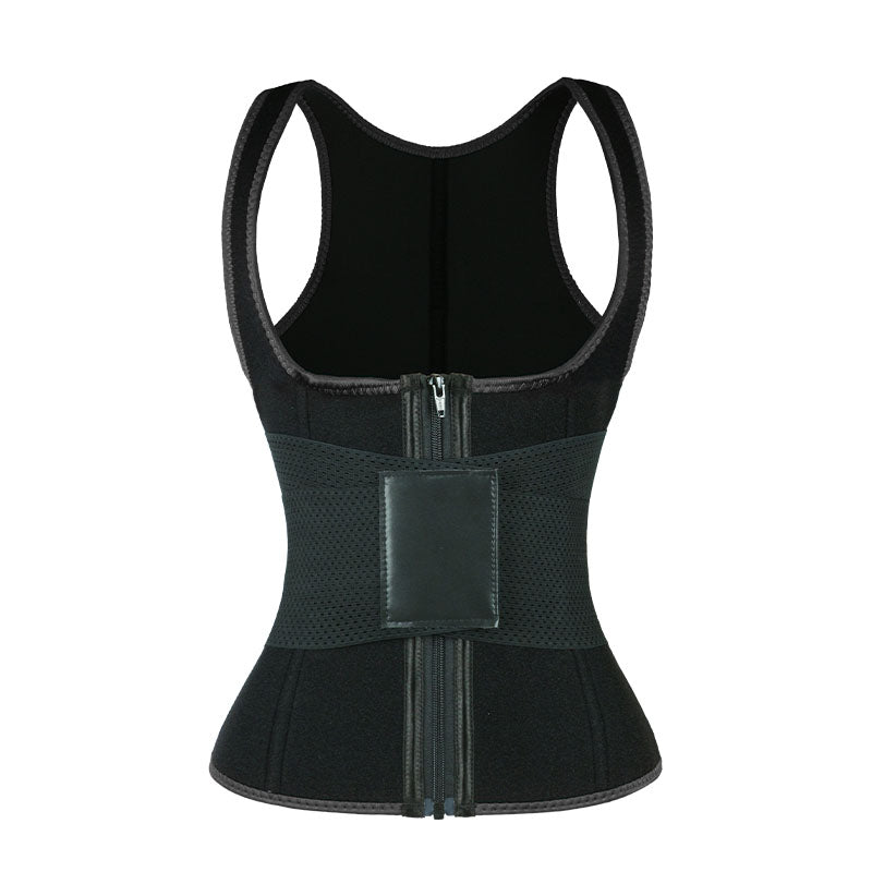 UJB Black Elastic Single Bands Vest With Zipper MHW100076B