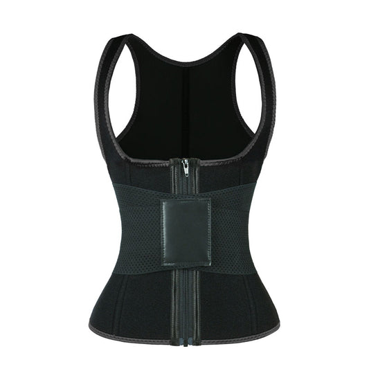 UJB Black Elastic Single Bands Vest With Zipper MHW100076B