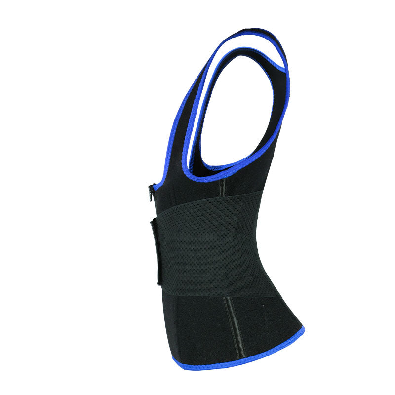 UJB Blue Elastic Single Bands Vest With Zipper MHW100076BL