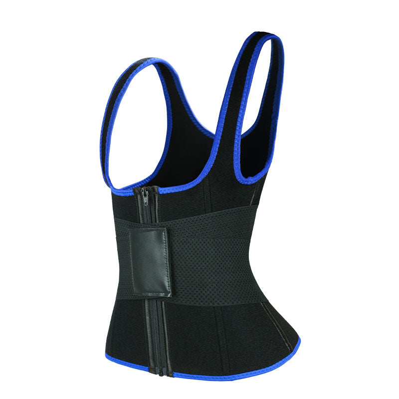 UJB Blue Elastic Single Bands Vest With Zipper MHW100076BL