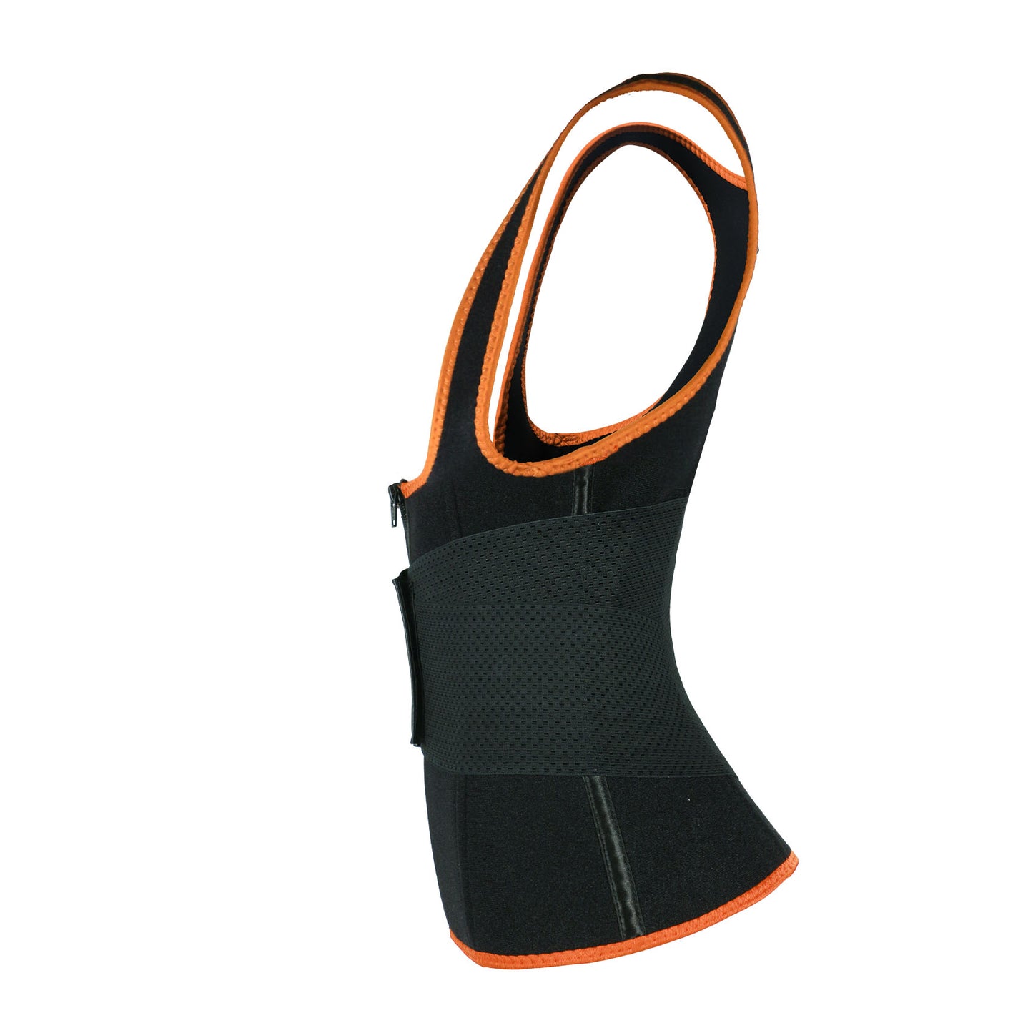 UJB Orange Elastic Single Bands Vest With Zipper MHW100076O