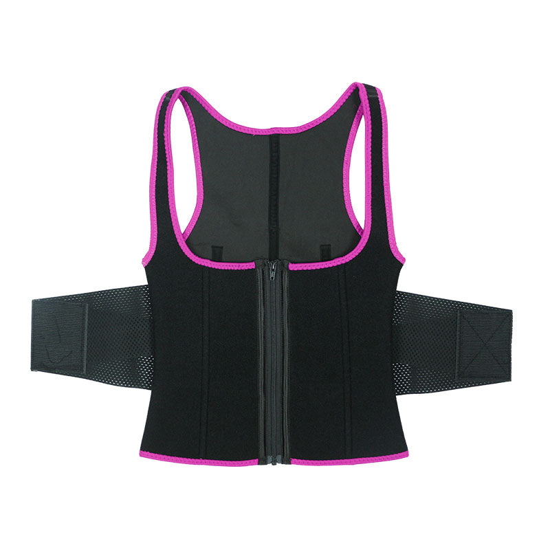 UJB Pink Elastic Single Bands Vest With Zipper MHW100076P