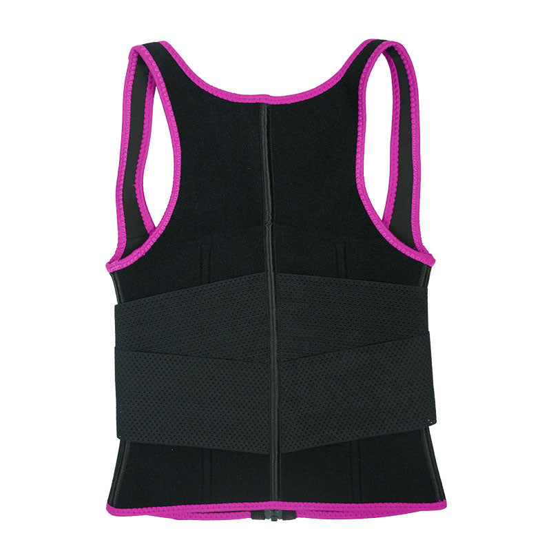 UJB Pink Elastic Single Bands Vest With Zipper MHW100076P
