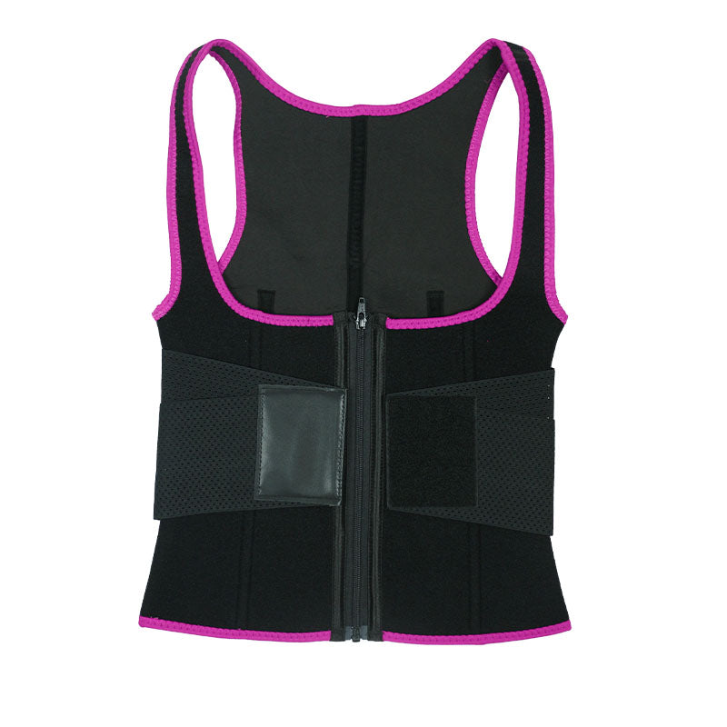 UJB Pink Elastic Single Bands Vest With Zipper MHW100076P