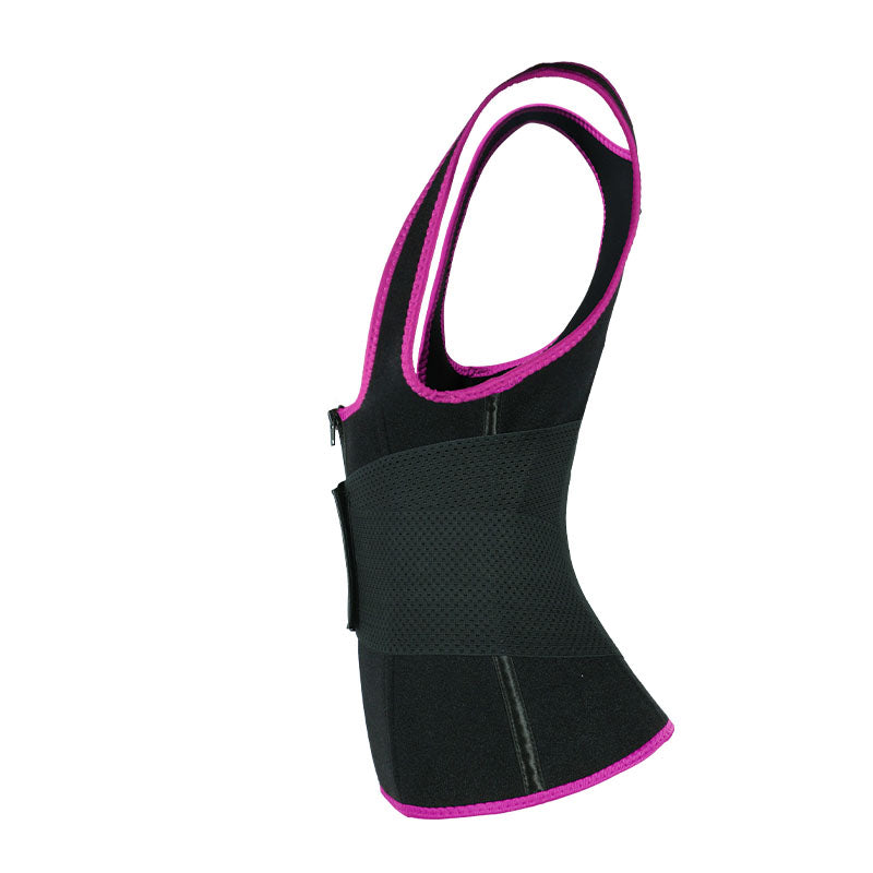 UJB Pink Elastic Single Bands Vest With Zipper MHW100076P