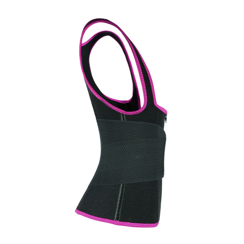 UJB Pink Elastic Single Bands Vest With Zipper MHW100076P
