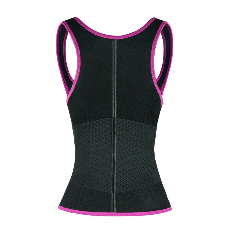 UJB Pink Elastic Single Bands Vest With Zipper MHW100076P