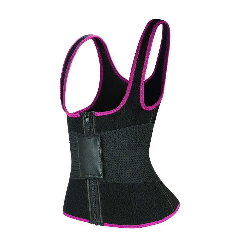 UJB Pink Elastic Single Bands Vest With Zipper MHW100076P