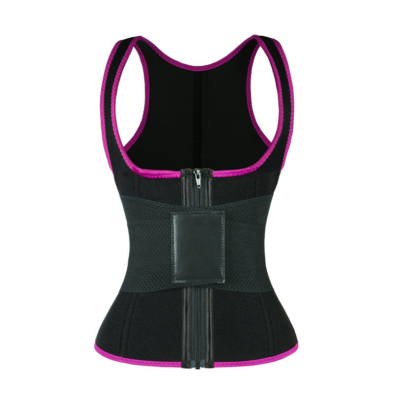 UJB Pink Elastic Single Bands Vest With Zipper MHW100076P