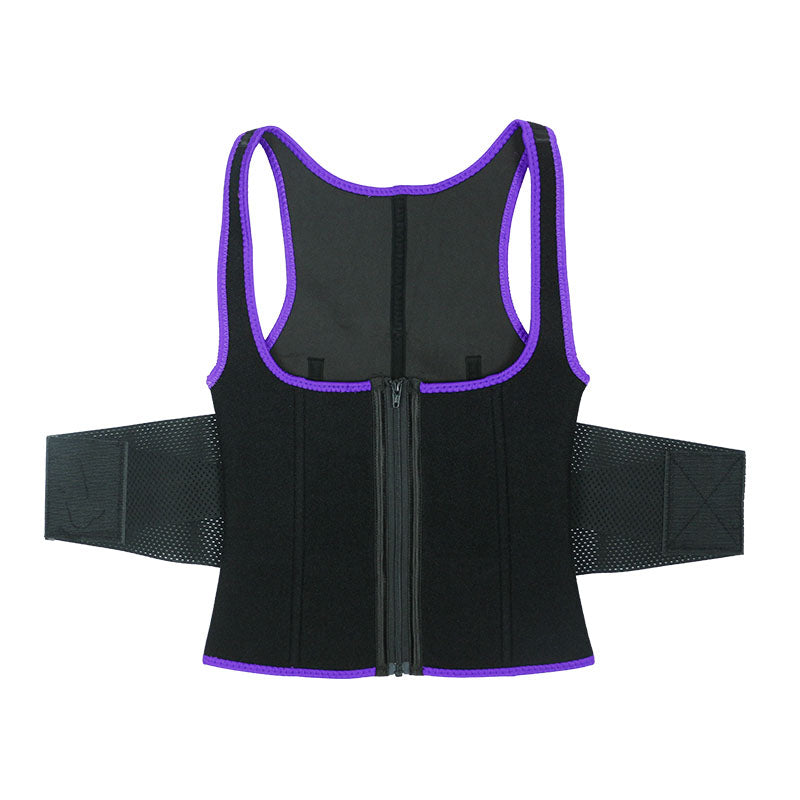 UJB Purple Elastic Single Bands Vest With Zipper MHW100076PU
