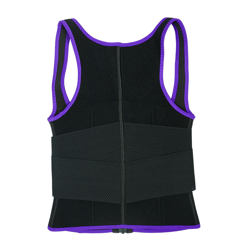 UJB Purple Elastic Single Bands Vest With Zipper MHW100076PU