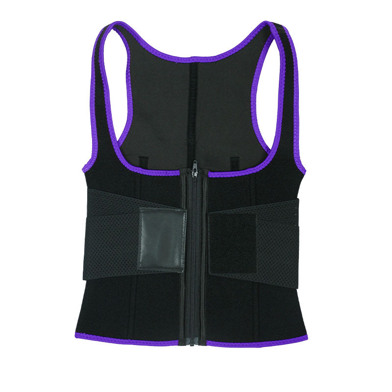 UJB Purple Elastic Single Bands Vest With Zipper MHW100076PU