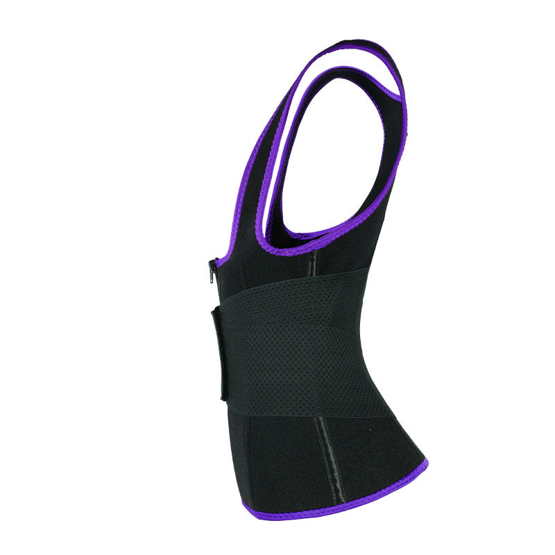 UJB Purple Elastic Single Bands Vest With Zipper MHW100076PU