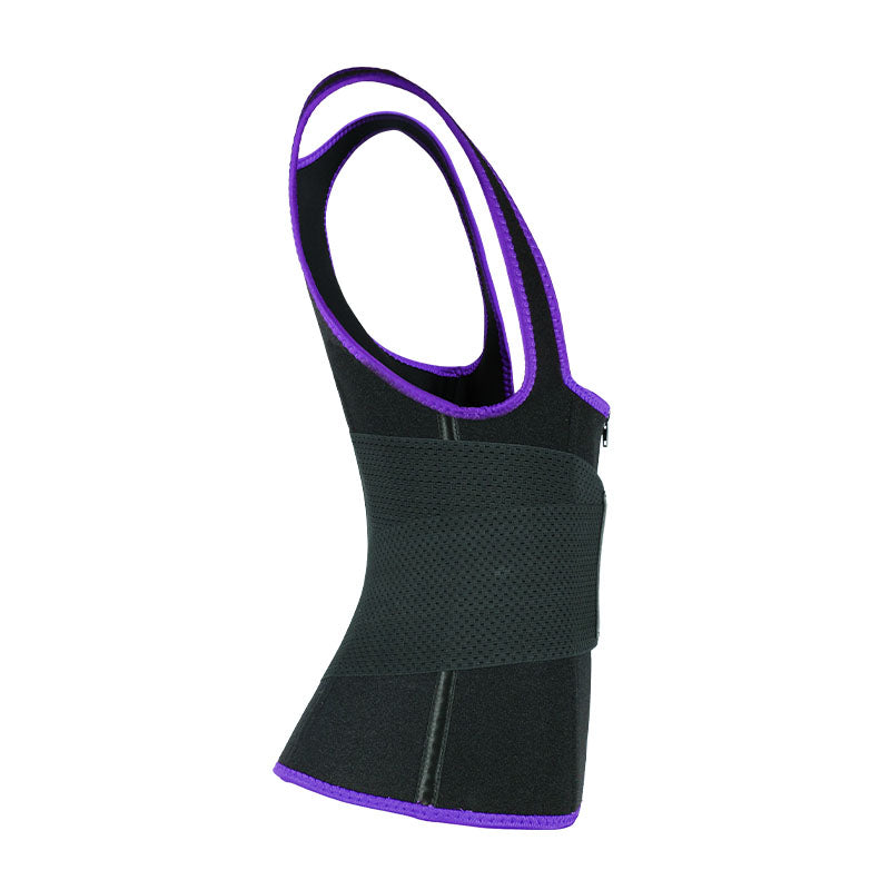 UJB Purple Elastic Single Bands Vest With Zipper MHW100076PU