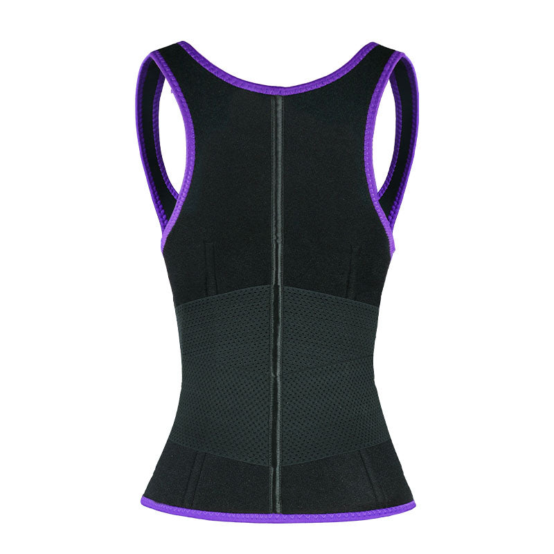 UJB Purple Elastic Single Bands Vest With Zipper MHW100076PU