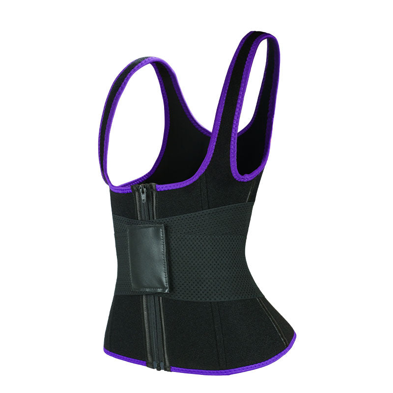 UJB Purple Elastic Single Bands Vest With Zipper MHW100076PU