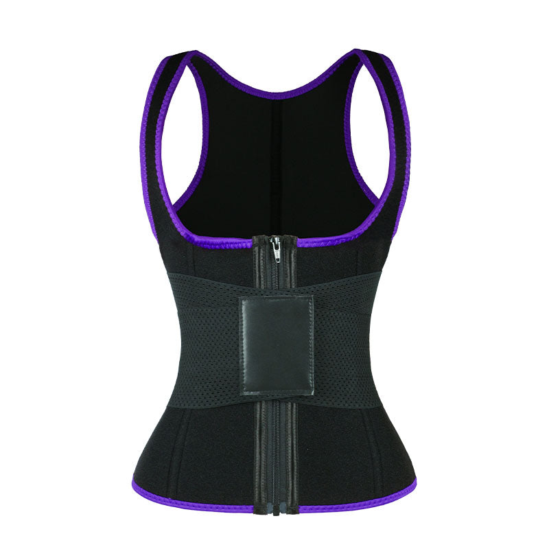 UJB Purple Elastic Single Bands Vest With Zipper MHW100076PU