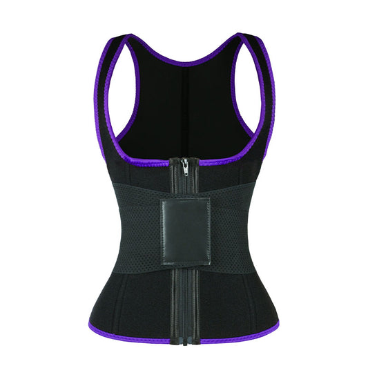 UJB Purple Elastic Single Bands Vest With Zipper MHW100076PU
