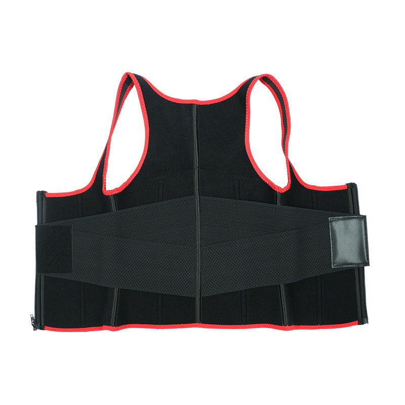 UJB Red Elastic Single Bands Vest With Zipper MHW100076R