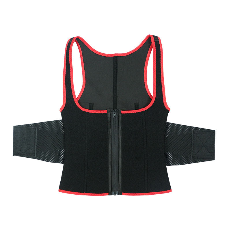 UJB Red Elastic Single Bands Vest With Zipper MHW100076R
